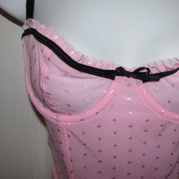 Dreamgirl Pink Mesh 3 Pc Corset Set - NEW - Picture 5 of 11